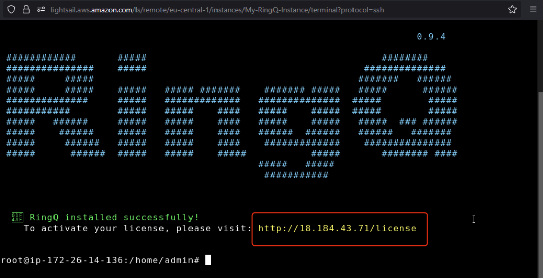 RingQ license on Amazon Lightsail